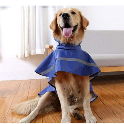 NACOCO Large Dog Raincoat Adjustable Pet Water Proof Clothes Lightweight Rain Jacket Poncho Hoodies with Strip Reflective (M, Blue) - color: Blue, size: Medium (Pack of 1)
