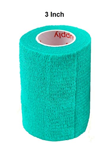 Vet Wrap Tape (Teal) (2 Pack) (3 Inch x 15 feet) Self Adhesive Adherent Adhering Cohesive Flex Self Stick Bandage Grip Roll Dog Cat Pet Horse - color: Teal, size: 2 Rolls