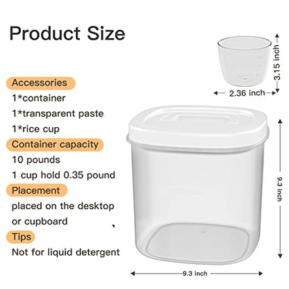 10 Lbs Rice Container Storage with Measuring Cup - color: LG-5KG