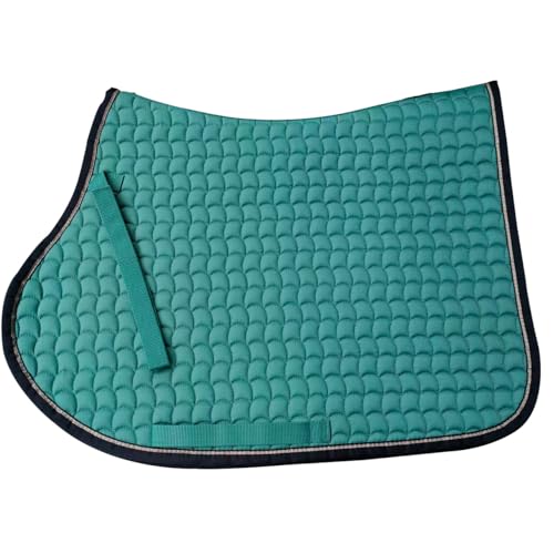 Premium English Horse Saddle Pad, Quilted Square Design, Available in Pink, Mint Green and Red etc, All-Purpose with Girth Straps (Turquoise) - color: Turquoise