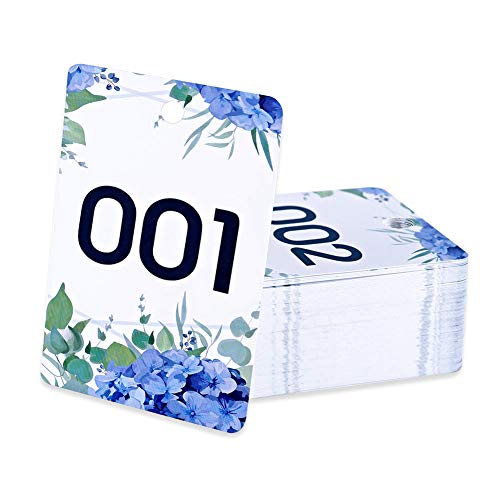 FaCraft Live Number Tag 001-100, Floral Purple Live Sale Number Cards Reusable Normal and Reverse Mirror Image Hanger Cards Hanger Tags Card for Clothes Coat Check Tickets - color: Purple Flower 1-100