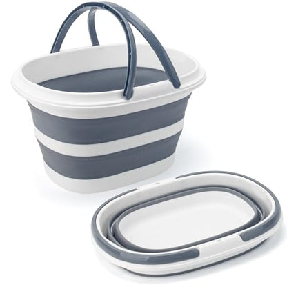 Collapsible Water Bucket with Handle, 10L(2.6 Gallon) Foldable Plastic Bucket for Mopping, Window Cleaning, Car Washing, Fishing, Ice Buckets for Camping, Portable Household Organizer Caddy