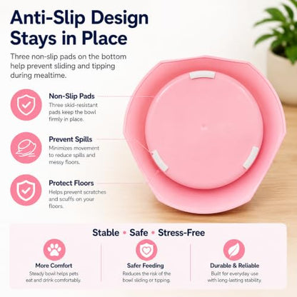 Pink No Spill Dog Water Bowl, Pet Floating Water Bowl No Wet Mouth, Anti Splash & Anti Tip Slow Water Feeder, Keeps Fur Dry Clean Drinking Bowl for Dogs & Cats, Large Capacity Travel Friendly - color: Pink, White