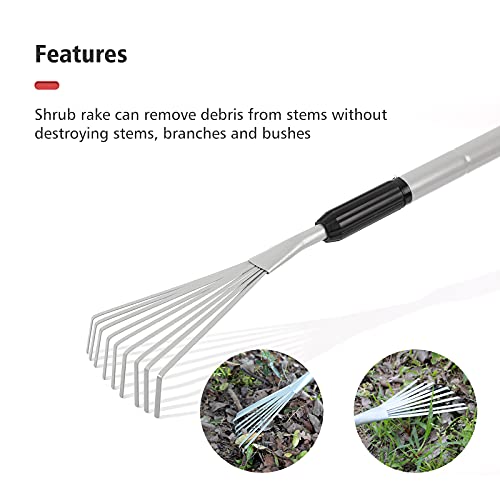 Extendable Handle Shrub Rake for Clean Debris Lawn Shrub Bush and Flowers | Small, light rake makes cln up a snap for garning, cping, or landsping. the telescopic handle extends up to 47.6-inches