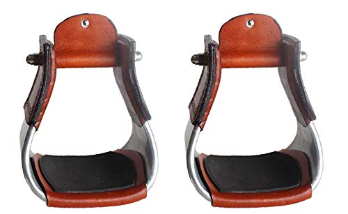 Pro Rider Horse Saddle SS Western Stirrups Pair 3" Neck 4" Tread 51133TN