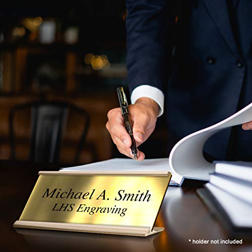 Custom Engraved Office Door Name Plate & Desk Signs, Brushed Brass, 2x10 - color: M6 - Brushed Brass Pattern & Black Lettering, size: 2in x 10in (5.1cm x 25.5cm)