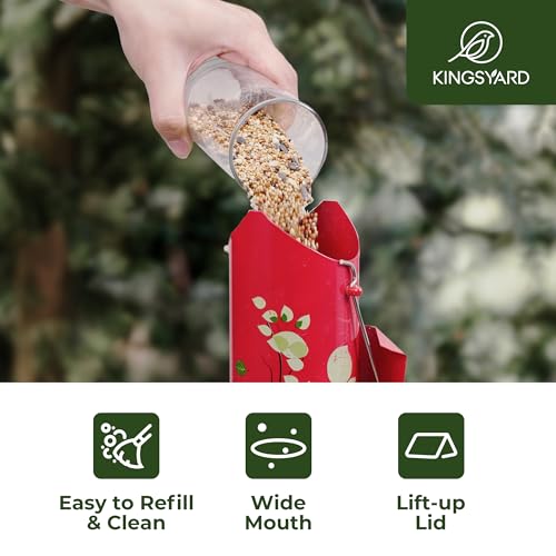 Kingsyard Metal Bird Feeders for Outdoors Hanging, Tube Bird Feeder - color: Red