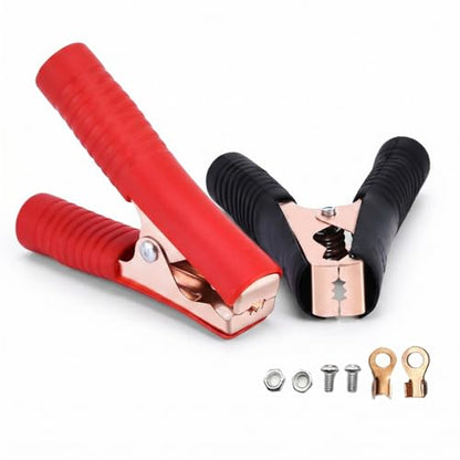 4 PCS 100A 90mm Car Battery Alligator Clips, Electrical Heavy Duty Alligator Clamps, Battery Replacement Cable Metal Spring Loaded Jumper Clips for Vehicles Boats (Red & Black) - color: Black&red