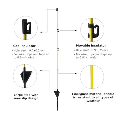 45 inch Fiberglass Electric Fence Posts,Electric Fence Stakes,Yellow 20 pcs - color: 45 INCH, size: 20 pcs