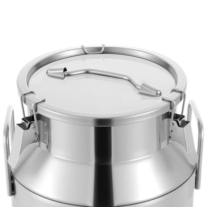 1 mm Thickened Stainless Steel Milk Can Large Liquid Container Storage,Stainless Steel Milk Bucket With Sealing Lid and Carry Handle,for Wine, Oil Storage Transport (20L/5.25 Gal) - size: 20L/5.25 Gal