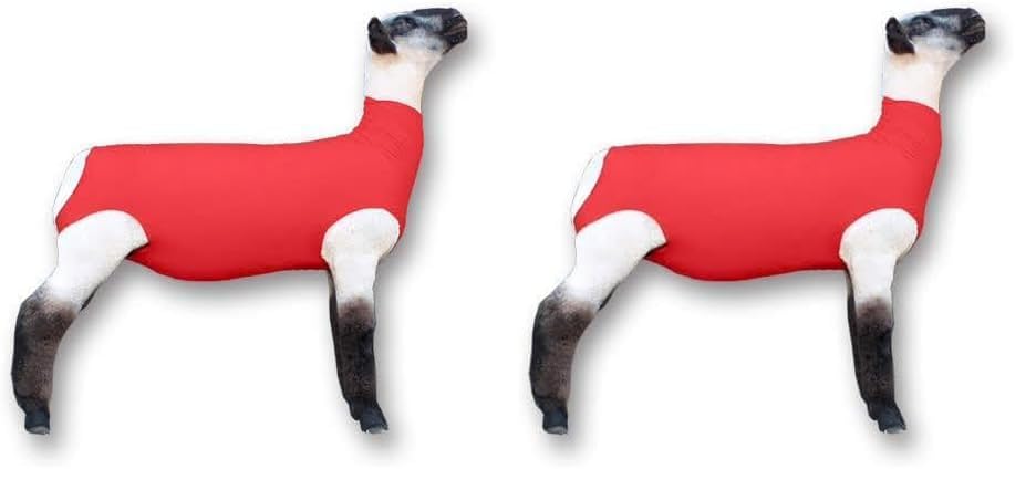 Show Pro Red Spandex Lamb Tube for Show Sheep & Lamb - Show Livestock Supplies: Sheep Covers & Blankets (Medium) (Pack of 2) - size: Medium (Pack of 2)