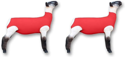 Show Pro Red Spandex Lamb Tube for Show Sheep & Lamb - Show Livestock Supplies: Sheep Covers & Blankets (Medium) (Pack of 2) - size: Medium (Pack of 2)