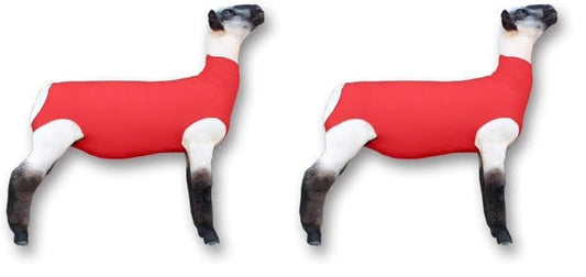 Show Pro Red Spandex Lamb Tube for Show Sheep & Lamb - Show Livestock Supplies: Sheep Covers & Blankets (Medium) (Pack of 2) - size: Medium (Pack of 2)