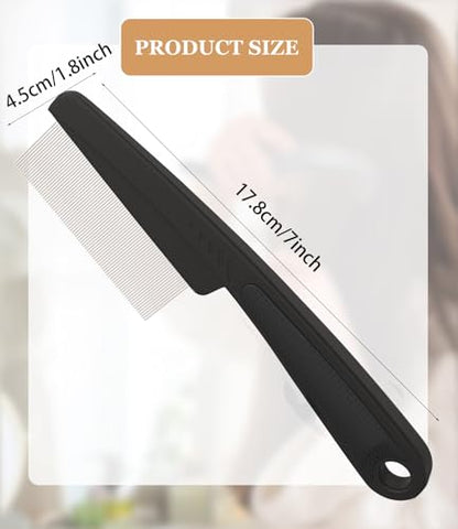 Dandruff Comb Removal 0.5mm Metal Fine Tooth Scalp Detox Hair Care Tool 1PC | Build Up Flakes Lice Comb, Stainless Steel Teeth, Self Cleaning, Scalp Massage, Anti Slip Handle, for Women Men Kids, Black - color: 1PC Black
