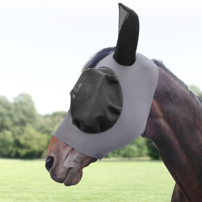 3D Stretch Mesh Horse Fly Mask with Ears (Grey, Full) - color: Grey, size: FULL