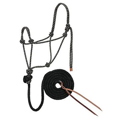Weaver Leather Diamond Braid Rope Halter and Lead, Black/Tan/White