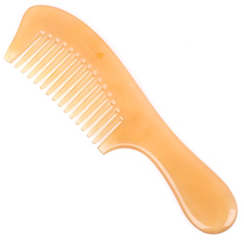 Breezelike Wide Tooth Hair Comb for Women, Natural Detangling Horn Comb - color: Wide Tooth