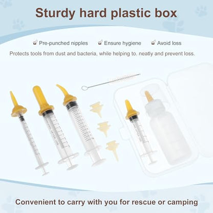 Kitten Bottle Feeding Kit, Pet Nursing Kit, Yellow, 1 Set | Easy-to-Use Kitten Feeding Set, Complete Care Solution for Feeding, Kitten Bottle Feeding Set with Nursing Nipples - color: Yellow