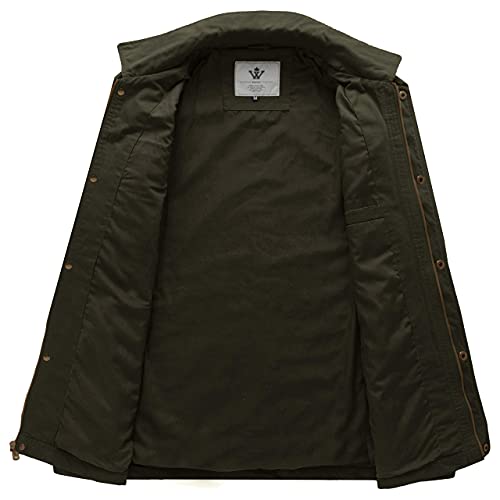 WenVen Men's Casual Canvas Cotton Military Lapel Jacket - color: Army Green, size: 3X-Large