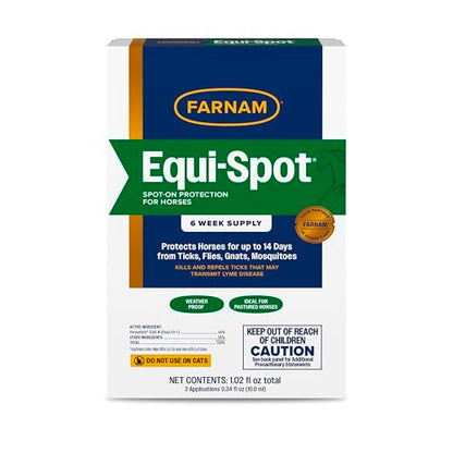 Farnam Equi-Spot, Weather Proof Targeted Spot On Protection, 6 Week Supply | Spot-On Protection for Horses, Long-Lasting Protection from Flies, Ticks, Gnats and Mosquitoes, Weatherproof Formula - size: 6 Week Supply