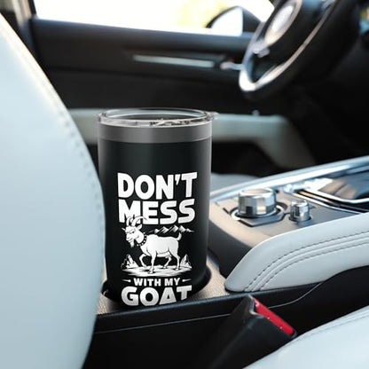 Don´t Mess With My Goat Cute Coat Pygmy Goat Farmer Stainless Steel Insulated Tumbler - color: Black