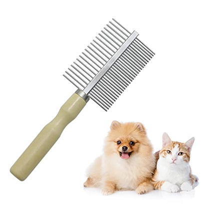 Wooden Handle Grooming Comb for Dogs Cats Pet（Double-Sided） - color: Double-Sided Teech Comb