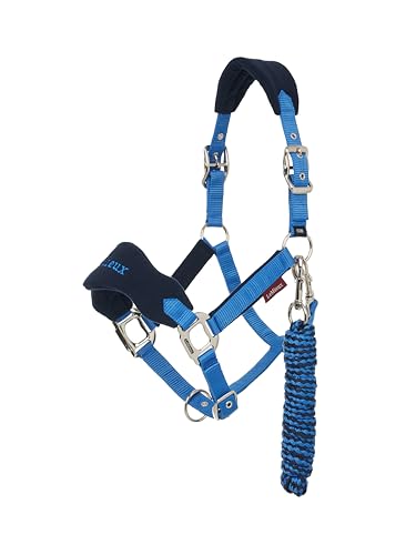 LeMieux Vogue Fleece Headcollar - Halter & Leadrope - Extra Padding, Adjustable at Curb and Poll Strap - color: Benetton Blue, size: Pony