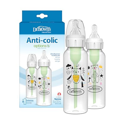 Dr. Brown's Anti-Colic Options+ Narrow Baby Bottle, Bear & Owl, 2-Pack - color: 2-Pack, Bear & Owl, size: 1 Count (Pack of 2)