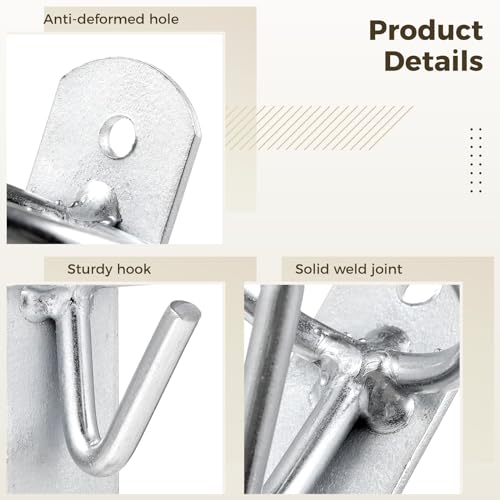 10 PCS Bucket Hook Hangers, Horse Stall Metal Horse Water Bucket Hooks, Heavy Duty Horse Accessories, Wall Mount Bucket Holders for Horse Stall Stable Farmhouse Supplies, Silver