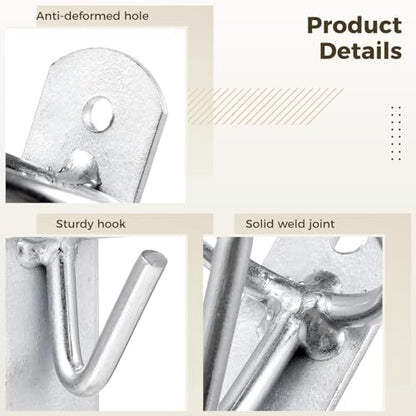 10 PCS Bucket Hook Hangers, Horse Stall Metal Horse Water Bucket Hooks, Heavy Duty Horse Accessories, Wall Mount Bucket Holders for Horse Stall Stable Farmhouse Supplies, Silver