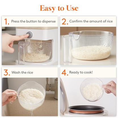 Lifewit Rice Dispenser 25 Lbs, Airtight Storage with Measuring Cup, Clear - color: Clear