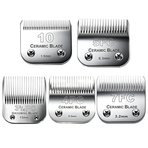 5PACK Dog Grooming Clipper Replacement Blades Compatible with Andis Clipper - color: #10+5fc+7fc+3fc+4fc