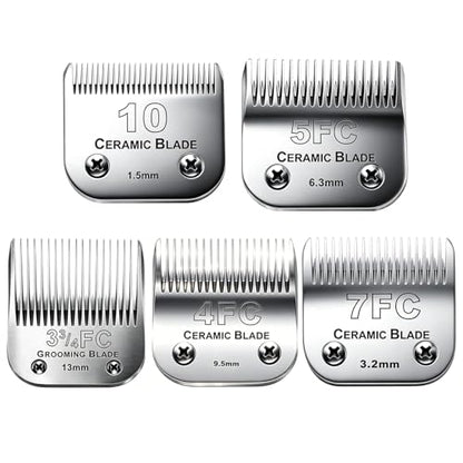 5PACK Dog Grooming Clipper Replacement Blades Compatible with Andis Clipper - color: #10+5fc+7fc+3fc+4fc