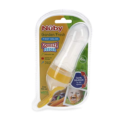 Nuby Garden Fresh Silicone Squeeze Feeder with Spoon and Hygienic Cover, Colors May Vary - color: Multicolor