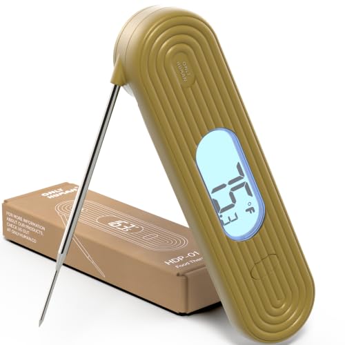 ONLY HUMAN HDP-01 Digital Instant Read Meat Thermometer, High Accuracy Food Cooking Thermometer with Ultra Bright Backlight Display (Olive Green) - color: Olive Green