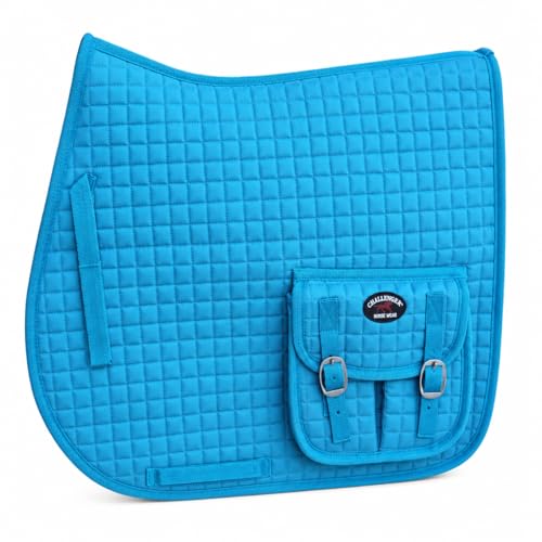 CHALLENGER Horse English Quilted Fleece Padded Dressage Saddle Pad with Pockets 72121-124 - color: Turquoise, size: 23" Spine x 22" Drop