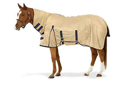 Equiessentials Softmesh Combo Fly Sheet with Belly Band and Attached Neck Cover, Tan/Navy, 78