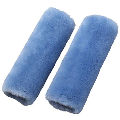 OGLAND 2 Pack Sheepskin Car Seat Belt Cover Pads | Wool Seatbelt Cushions - color: Sky Blue, size: Shearling Wool