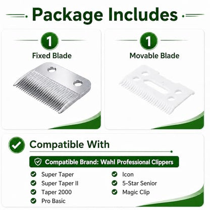 Poweka Replacement Clipper Blade Compatible with W-AHL #30-15-10 Pro Ion, Iron Horse, Show Pro Plus, U-Clip, and Deluxe U-Clip，Professional Pet Animal Dog Standard Adjustable Blade Set