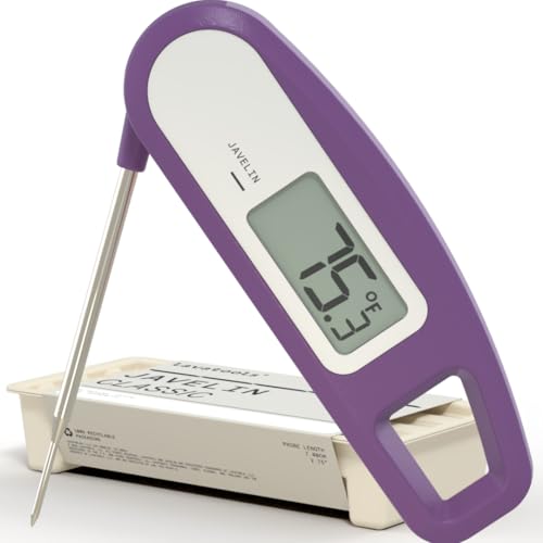 Lavatools Javelin® Ultra-Fast 3-Second Digital Instant Read Meat Thermometer for Grill and Cooking, 2.75" Probe, Compact Foldable Design, Large Display, IP65 Water Resistant, NSF Certified – Ube - color: Ube