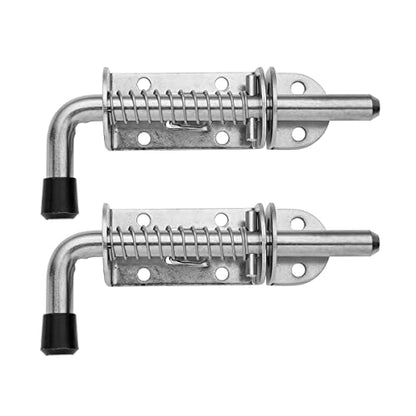 JQK Spring Loaded Latch Pin, 304 Stainless Steel Barrel Bolt Thickened 2mm Door Lock, 5 Inch Brushed Finished(2 Pack), HSB300-P2 - color: Brushed, size: 5Inch - 2Pack