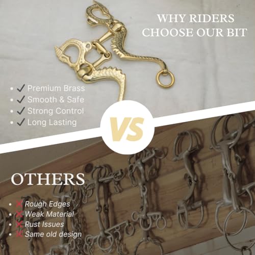 Solid Brass Horse Bit Loose Ring Snaffle Training Bit | Equestrian Tack, English & Western Riding, Beginner to Advanced Riders