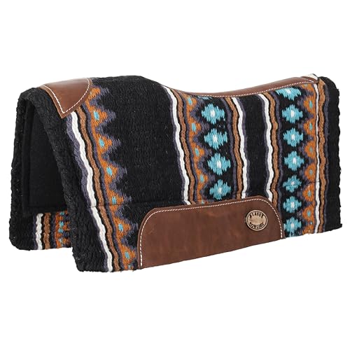 Barrel Style Orange, Black & Turquoise Memory Felt Saddle Pad, 28 inch x 30 inch