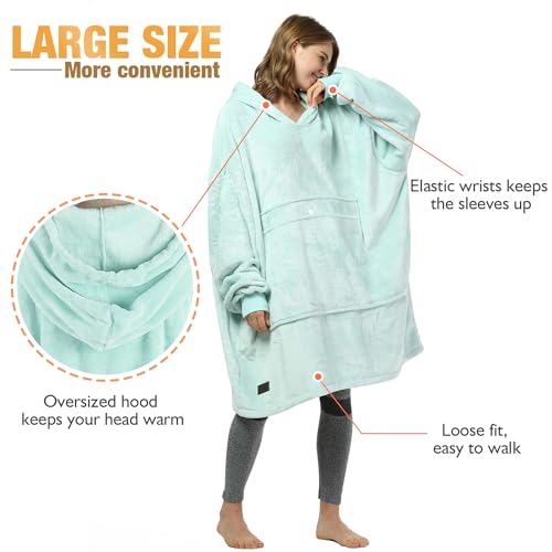 Catalonia Oversized Blanket Hoodie, Wearable Fleece Blanket Sweatshirt - color: Aqua / Fleece