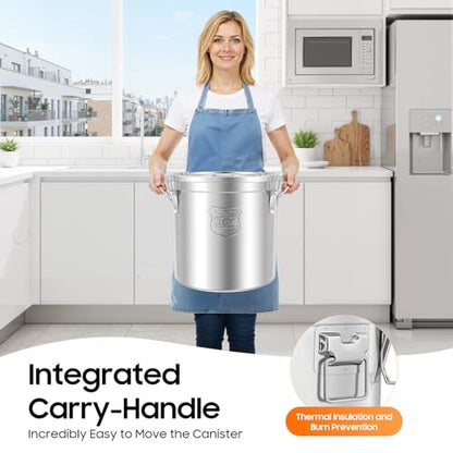 12.7Gal Stainless Steel Canister with Airtight Lid 58-73Lbs Flour Storage Containers for Kitchen Metal Rice Bucket Coffee Canister Dog Food Container Milk Can w/Handles&Sealing Buckles (48L) - color: 48L