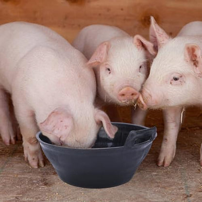 4 Pack 3.1 Gallon Rubber Feed Pan with Handle,Multi-Purpose Flexible Rubber Bucket Pan,Animal Feeding Trough & Dust Bath Container for Horses,Goats,Chickens,Pig,Farm,Garden,DIY