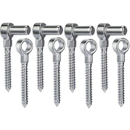 Zonon One Piece 304 Stainless Steel Gate Hinges Set, Eye Hinge and Pin Hinge, Screw Hinges to Mount for Wooden Gates Fences with Hole Dia 5/8'', Silver (4 Pairs)
