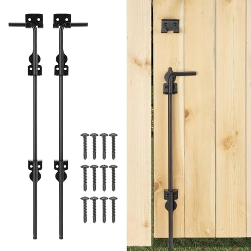 18" Cane Bolt Heavy-Duty Drop Rod for Gate, Gate Ground Latch for Wooden Fences Metal Gates Doors, Metal Gates Doors Stopper for Gate Ground, Wrought Iron Gate Latches, Black Finish(2 Pack) - color: 2 Pack, size: 18" Black