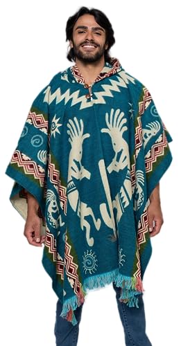 Alpaca Land, Handmade Ecuadorean Alpaca Wool Ponchos - color: Blue Pomasqui