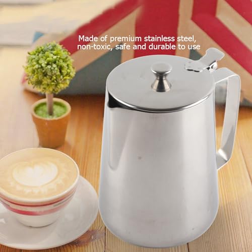 Milk Frother Cup, Stainless Steel Milk Frothing Pitcher, Milk Frothing Jug with Lid and Handle, Frothing Cup Pitcher, Coffee Frothing Mug for Office Home Kitchen (2000ml) - size: 67.6 Ounces